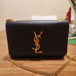Yves Saint Laurent Crossbody Bag in Black with Gold Chain